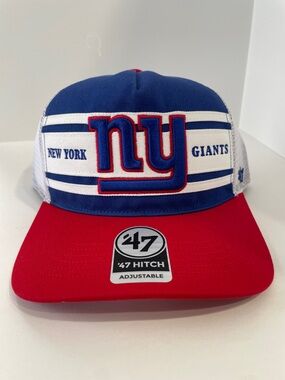 47 Red and White Mesh Snapback Hat with NFL Hologram
